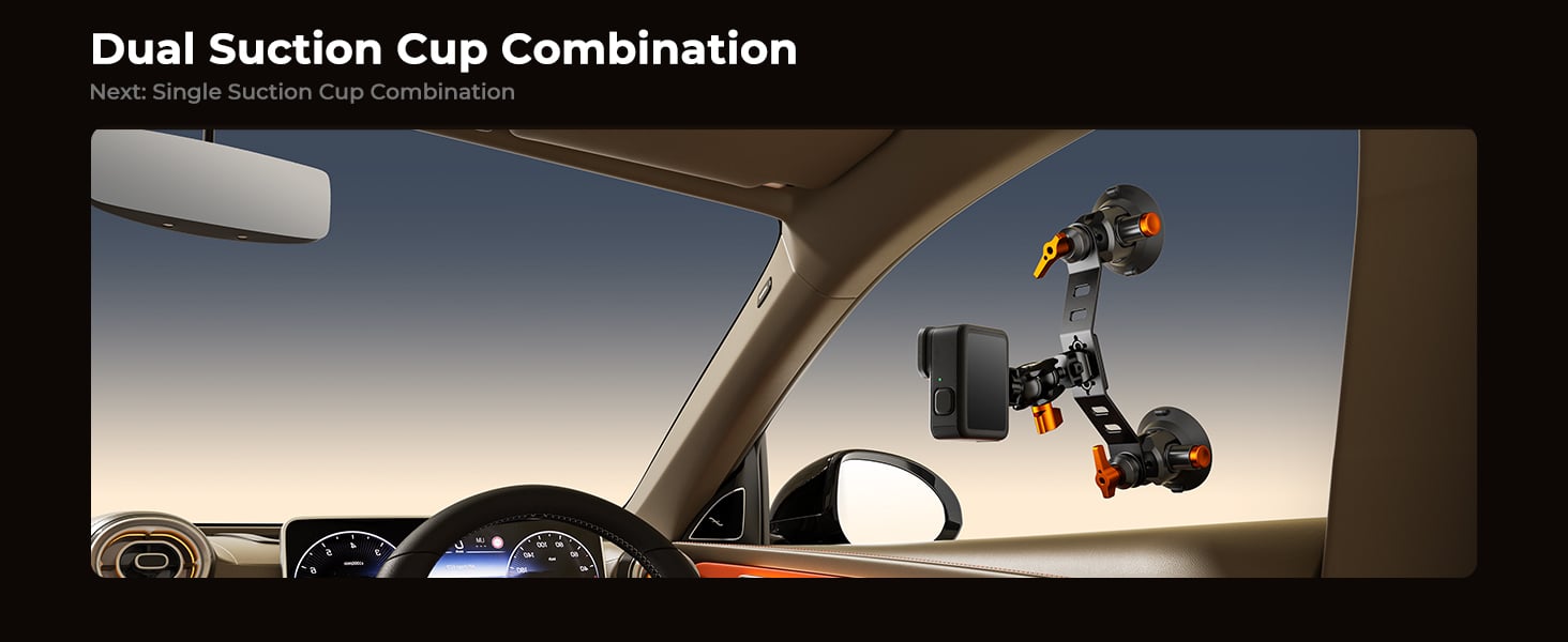 3 in 1 Suction Cup Mount Kit + Extension Pole