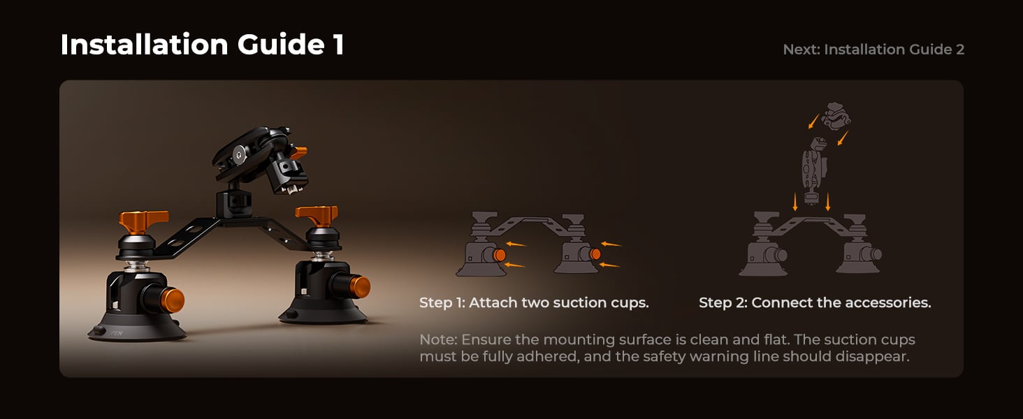 3 in 1 Suction Cup Mount Kit + Extension Pole