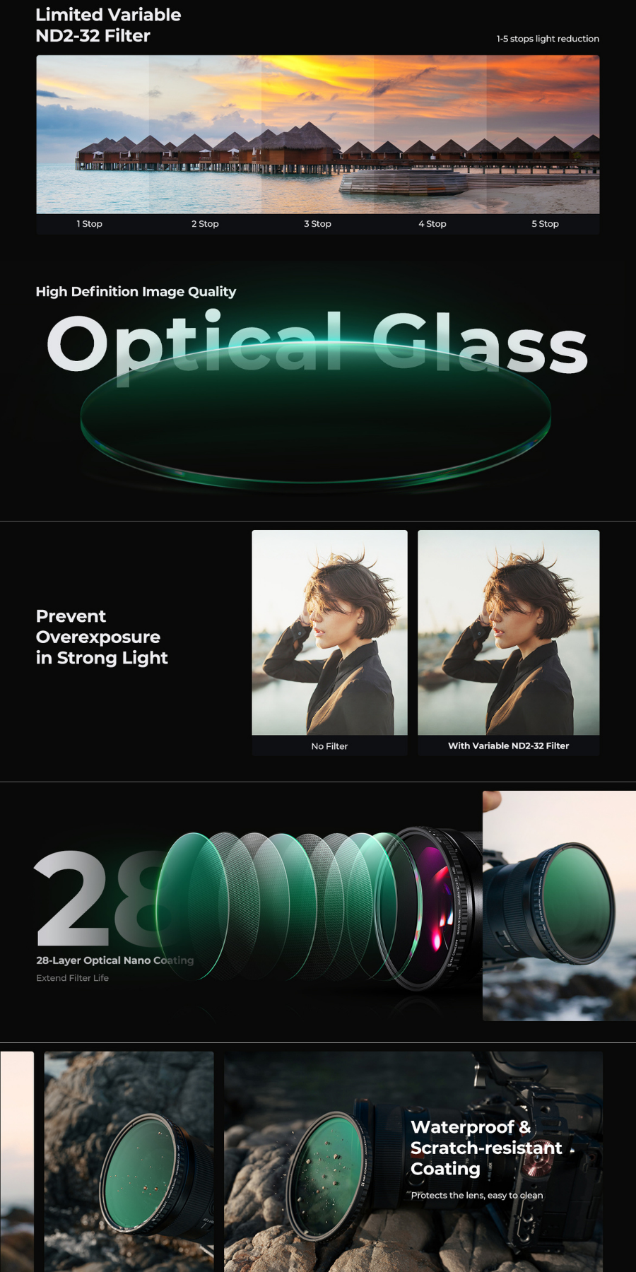 67mm Fader ND2-32 (1-5 Stop) Değişken ND Lens Filtresi