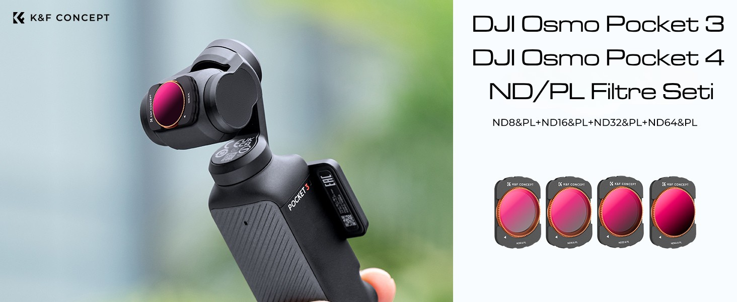 DJI Osmo Pocket 3 ve 4 Uyumlu NDPL Filtre Seti
