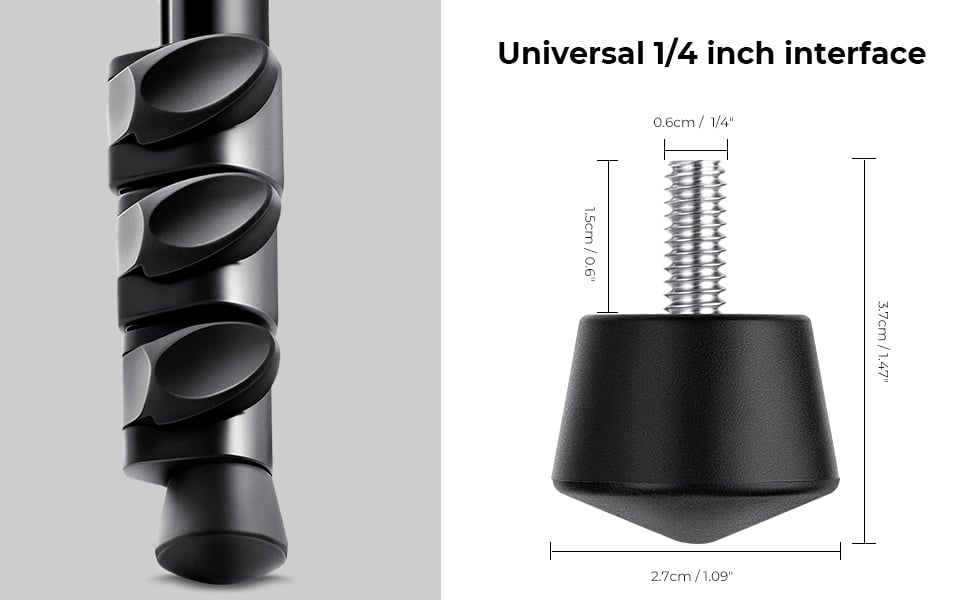 K&F Concept 1-4 inç Dişli Kauçuk Tripod Ayak Vidası