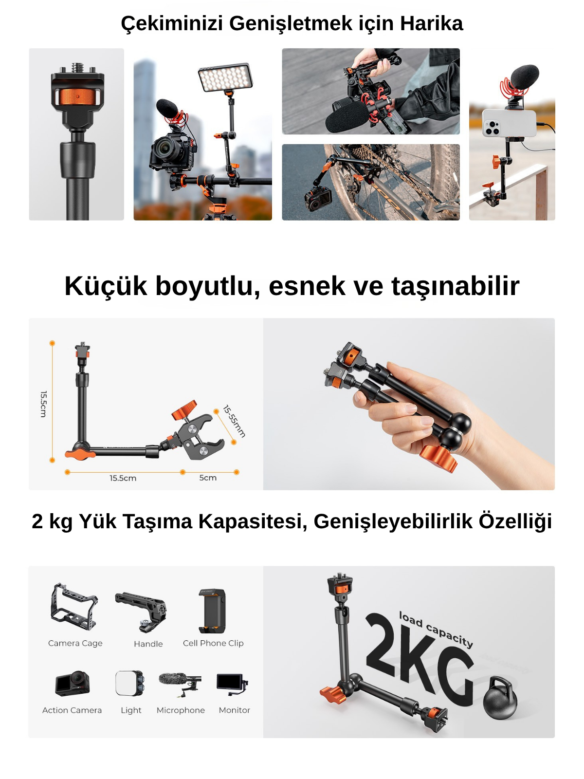 K&F Concept 11'' Magic Arm with Super Clamp (6)