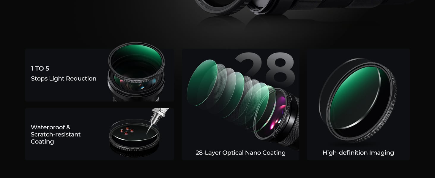 K&F Concept 67 mm ND2-ND32 Değişken Filtre 