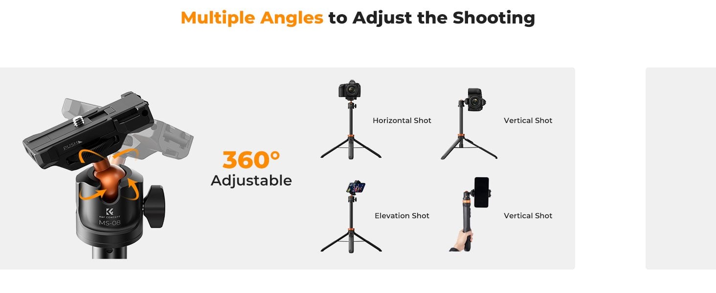 K&F Concept Bluetooth Selfie Çubuğu & Tripod (158cm)