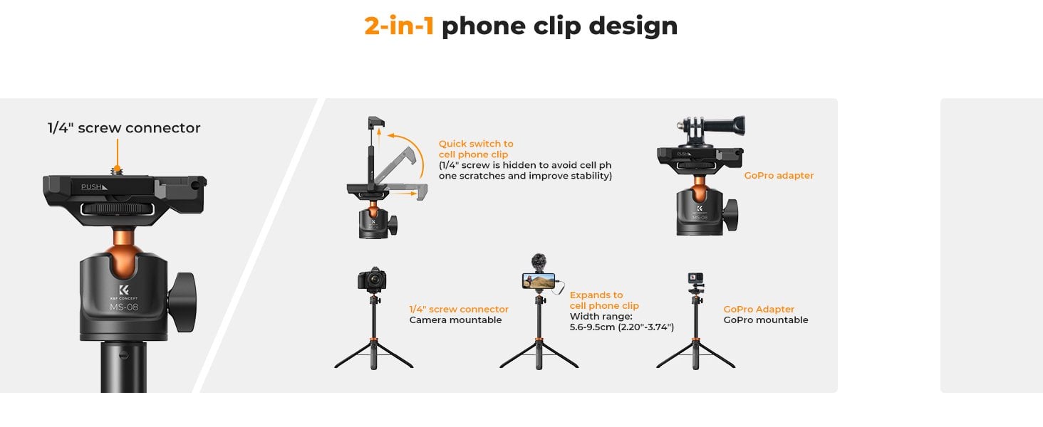 K&F Concept Bluetooth Selfie Çubuğu & Tripod (158cm)