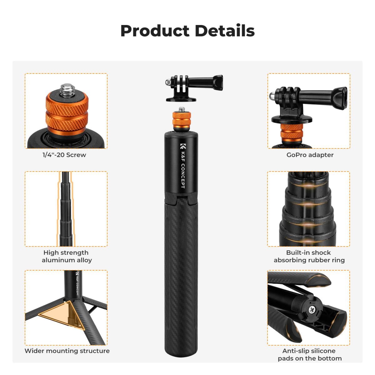 K&F Concept Görünmez Selfie Çubuğu & Tripod (120cm)