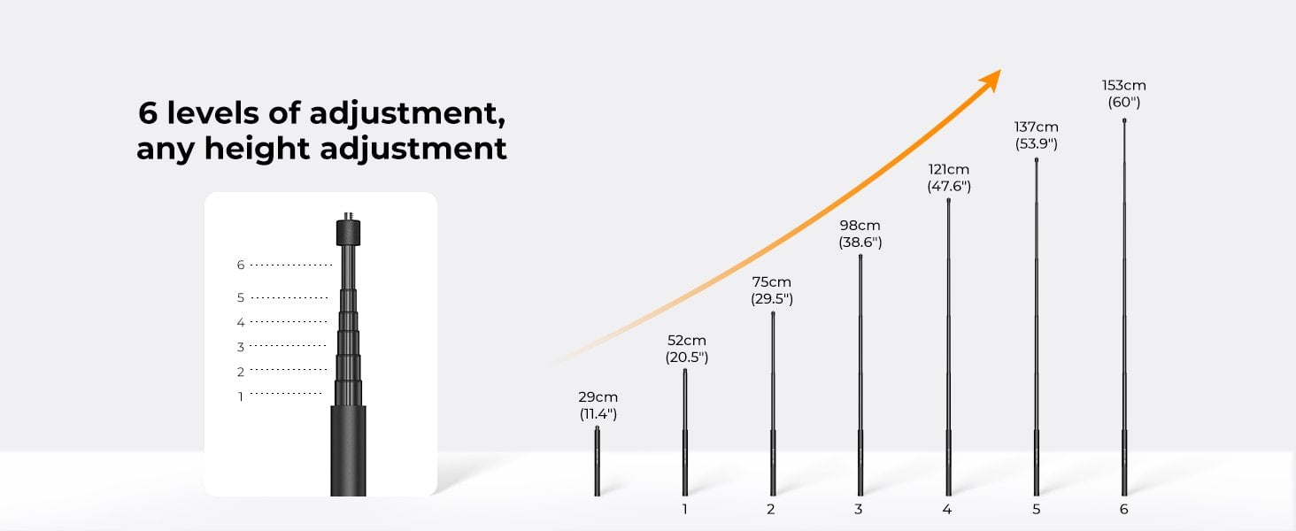 K&F Concept Görünmez Selfie Stick (153 cm)