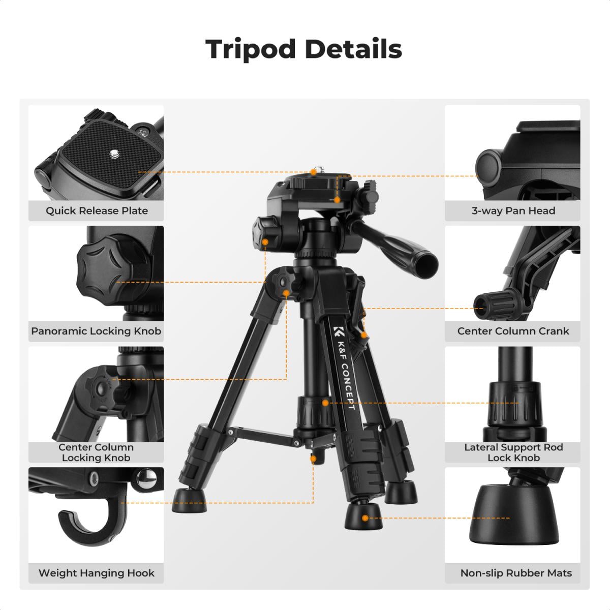 K&F Concept Masaüstü Mini Tripod (63cm)