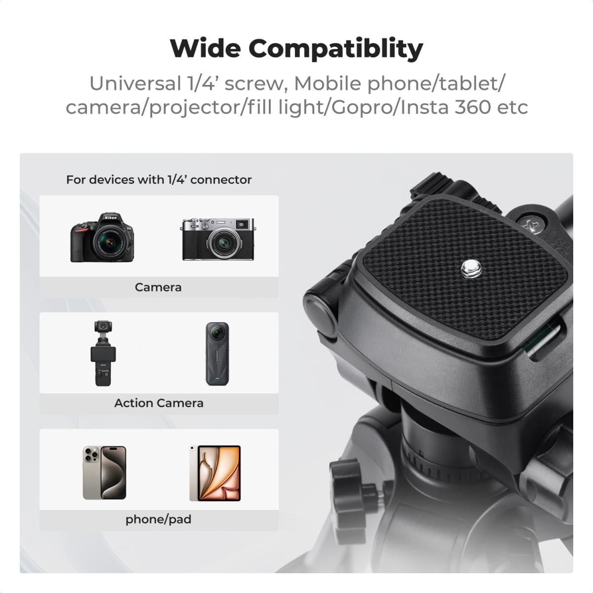 K&F Concept Masaüstü Mini Tripod (63cm)