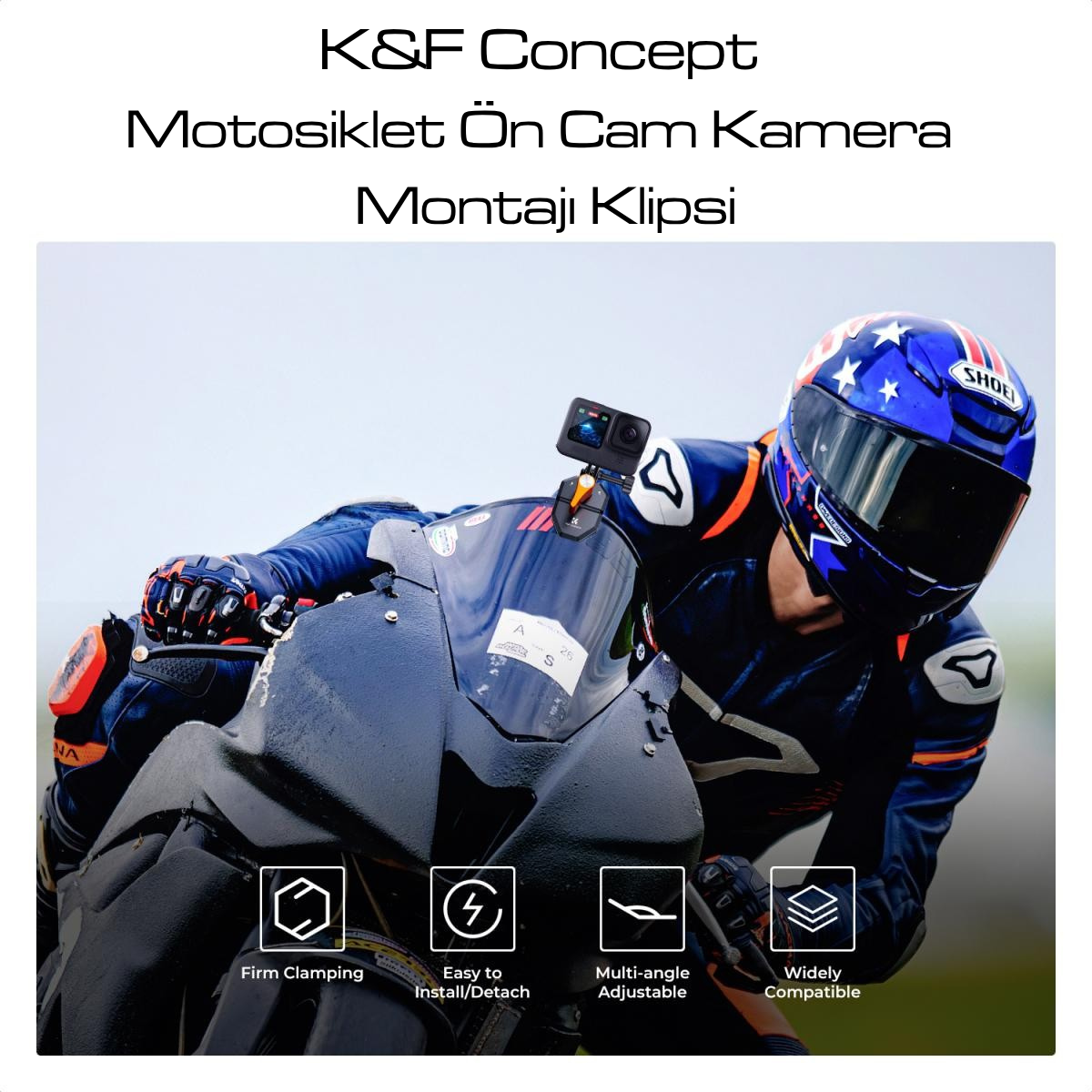 K&F Concept Motosiklet Rüzgarlık Camı Kamera Montajı Klipsi (5)