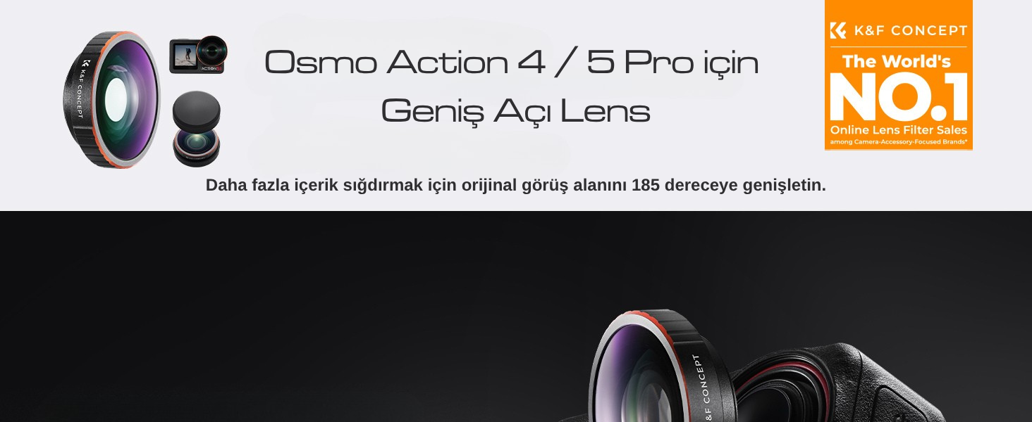 K&F Concept Osmo Action 5 Pro için Geniş Açı Lens