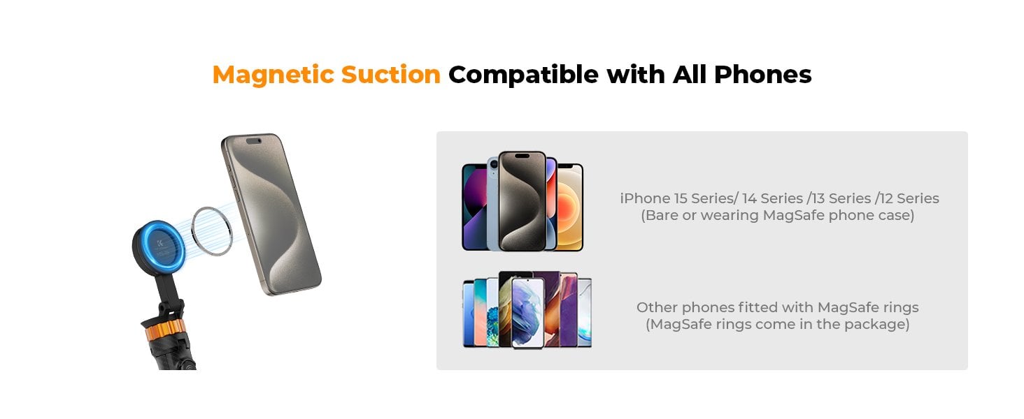 K&F Concept iPhone Uyumlu MagSafe Selfie Çubuğu & Tripod (162cm)