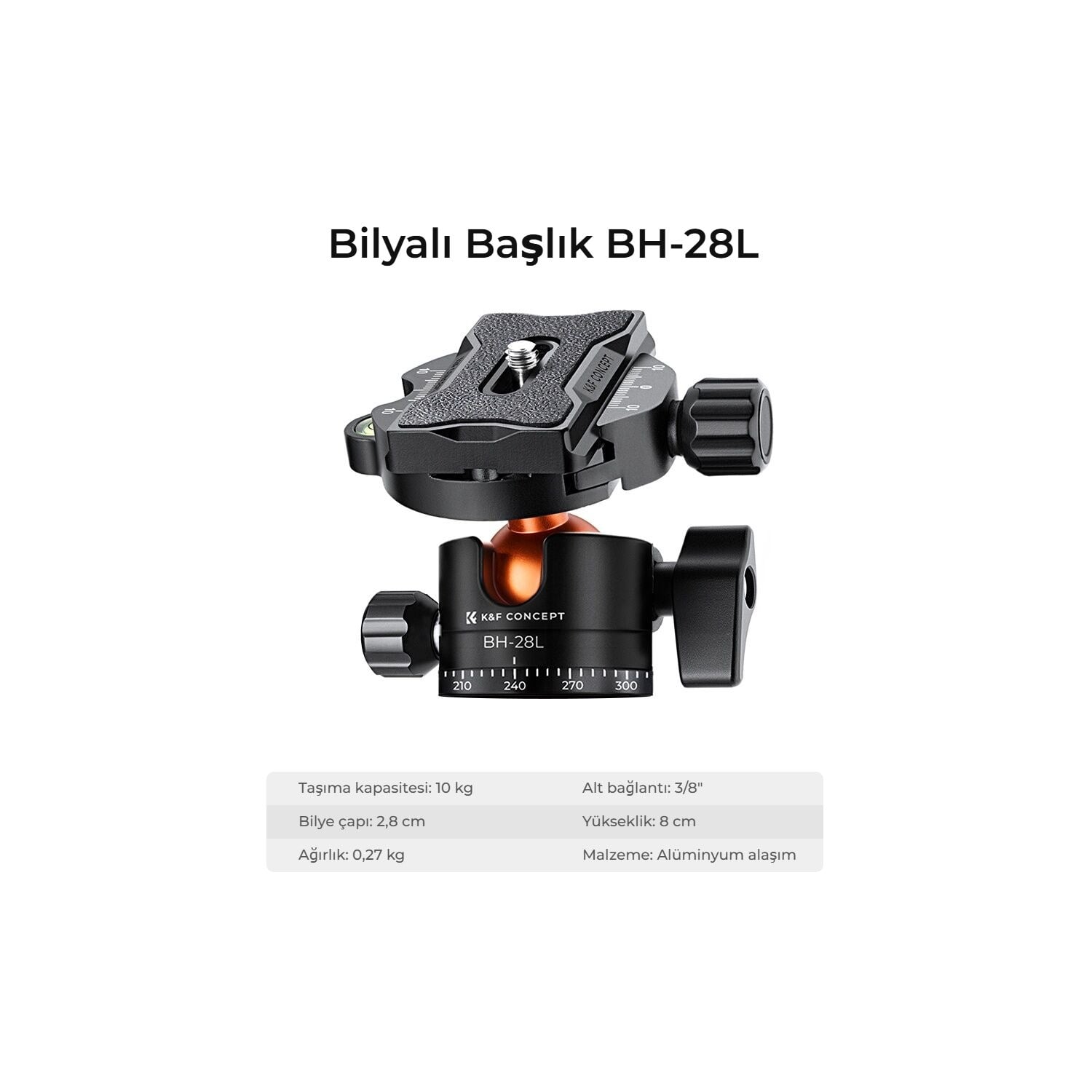 Deve boynu tripod BH-28L bilyalı başlık özellikleri