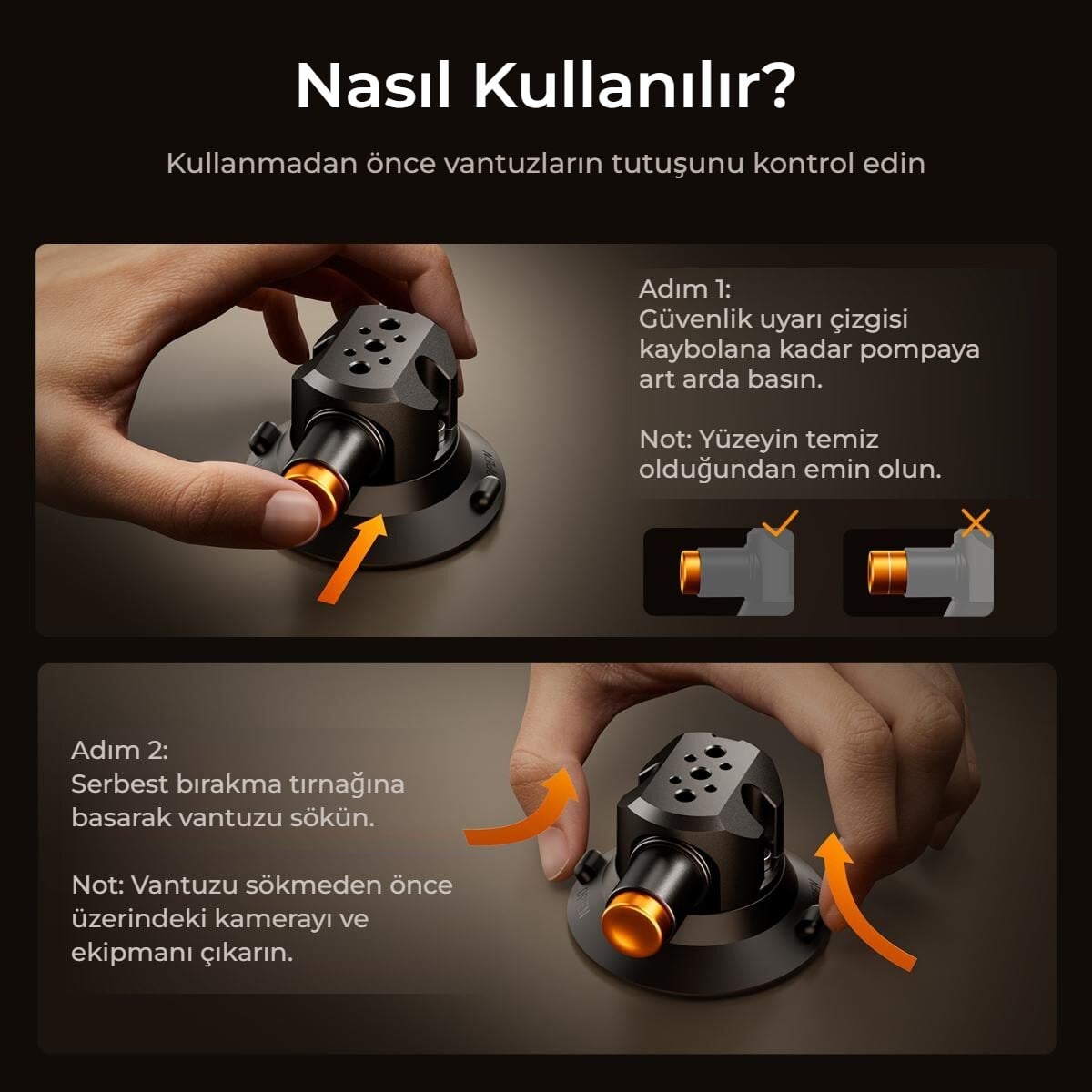 Araç montaj kiti vantuz pompalama ve sökme