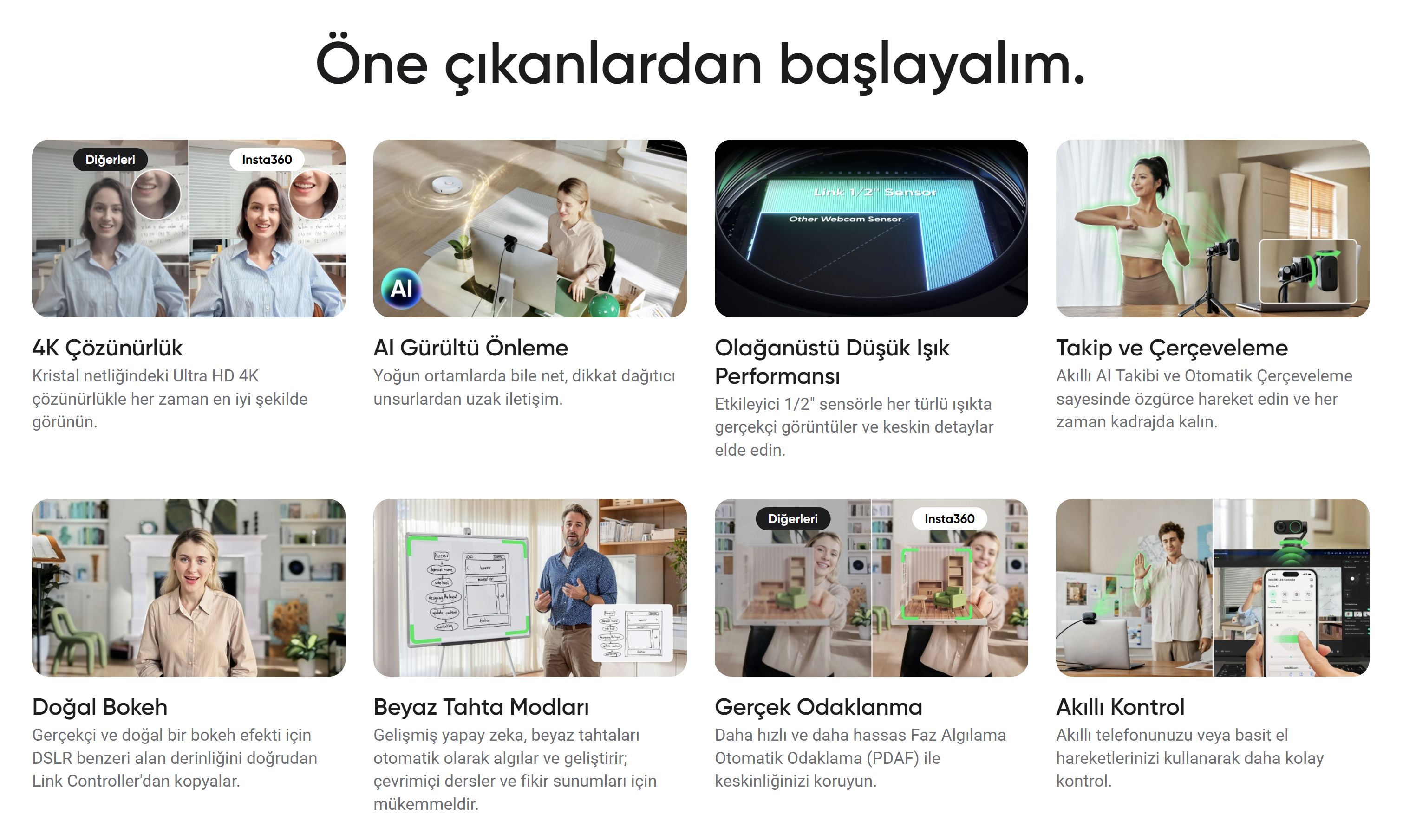 Insta360 Link 2 ve Link 2C özellikleri