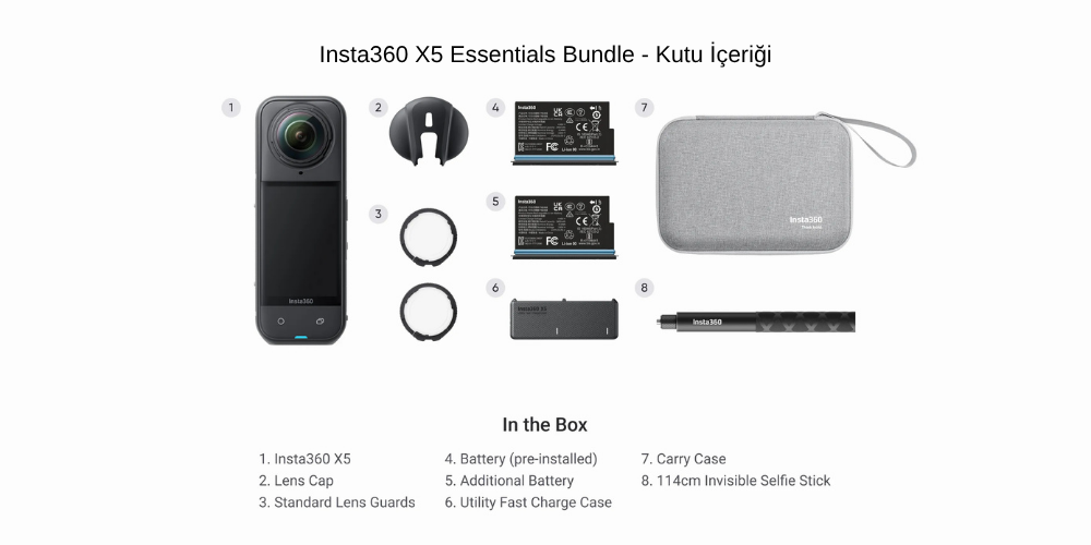 Insta360 X5 Essentials Bundle - Kutu İçeriği