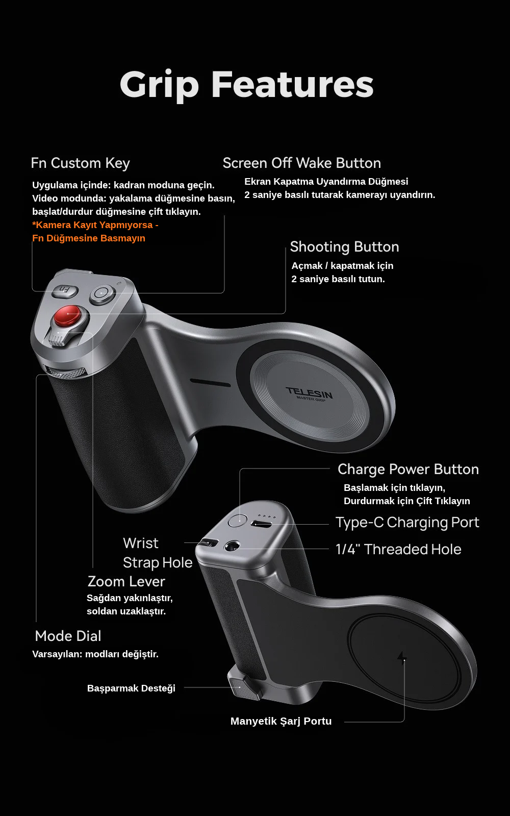 Telesin iPhone 18 Pro Max Master Grip (Classic)