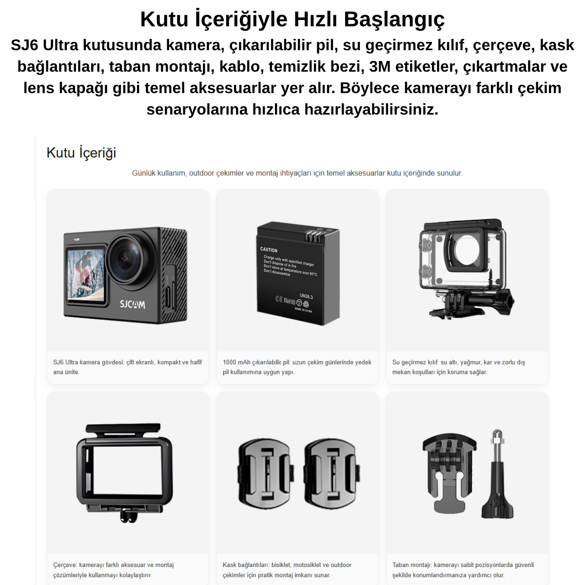 SJCAM SJ6 Ultra - Kutu İçeriği