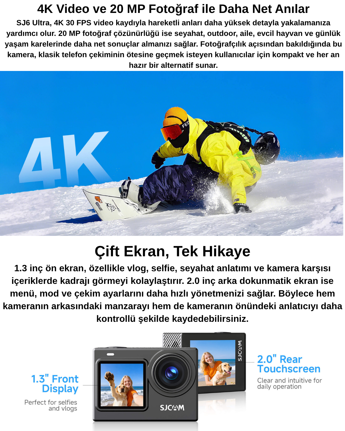 SJCAM SJ6 Ultra 4K Aksiyon Kamerası