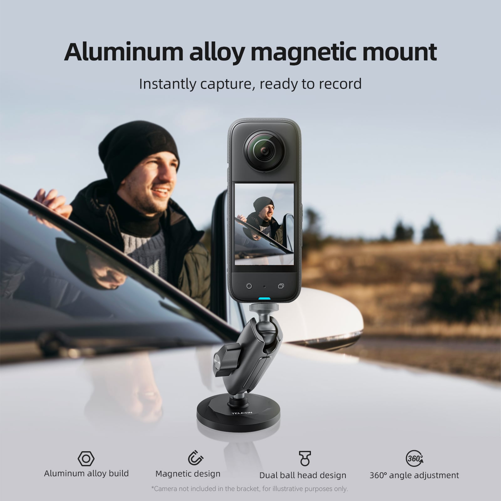 Telesin Alüminyum Alaşımlı Manyetik Tabanlı Kamera Montaj Kiti