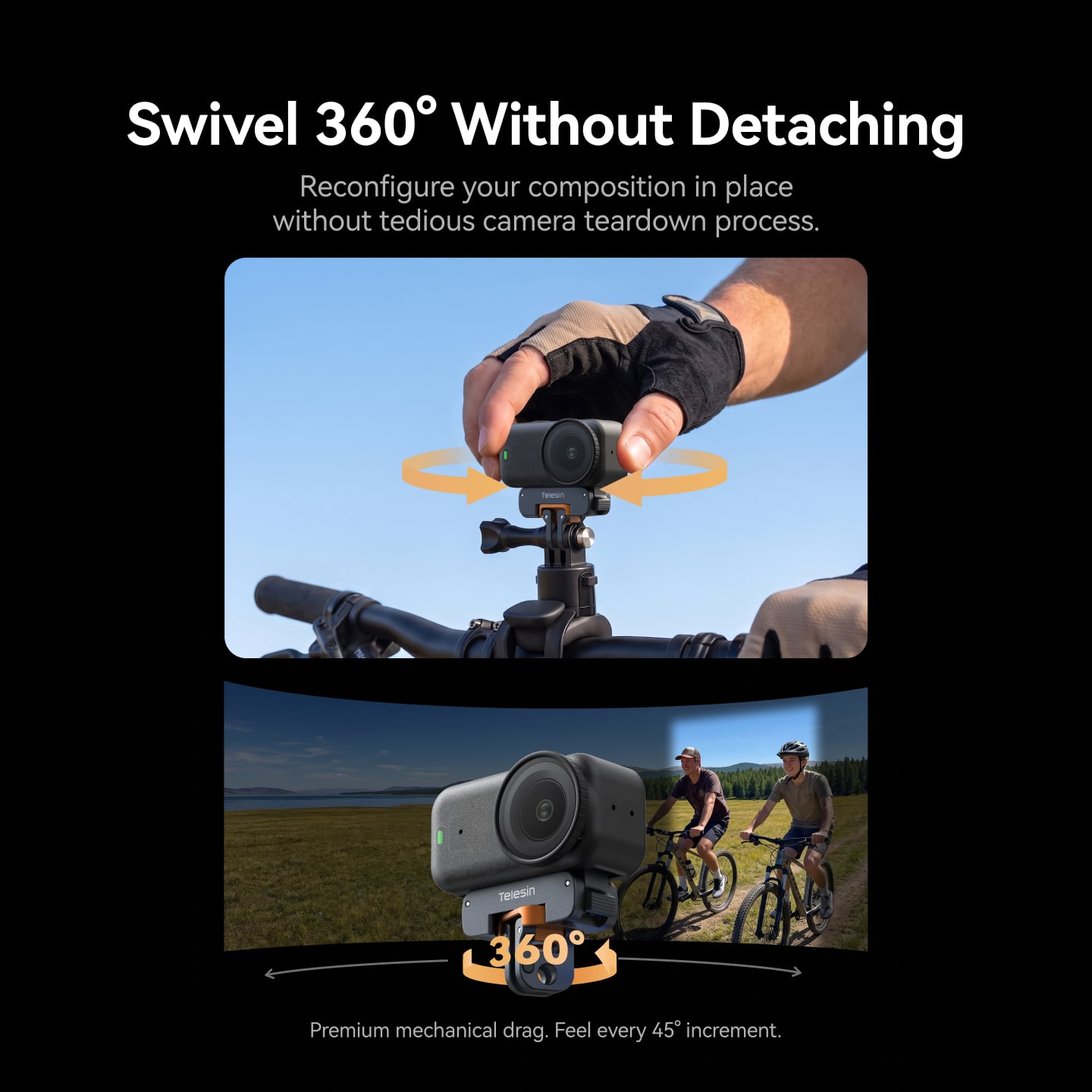 Telesin Osmo Action 6 için 360° Döndürülebilir Manyetik Adaptör