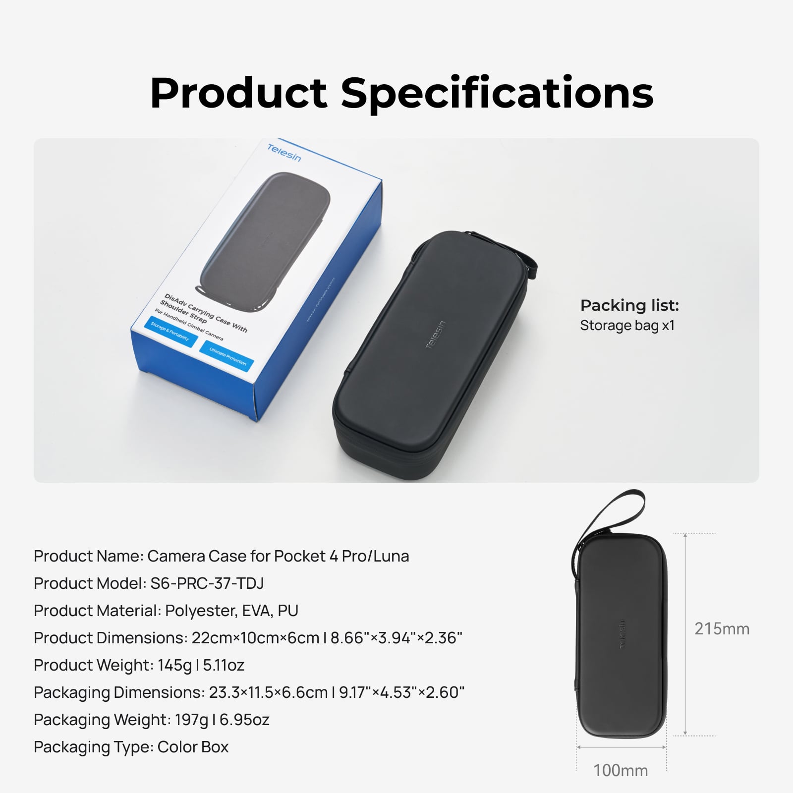 Telesin Osmo Pocket 4P, Luna Ultra Kamera Taşıma Çantası