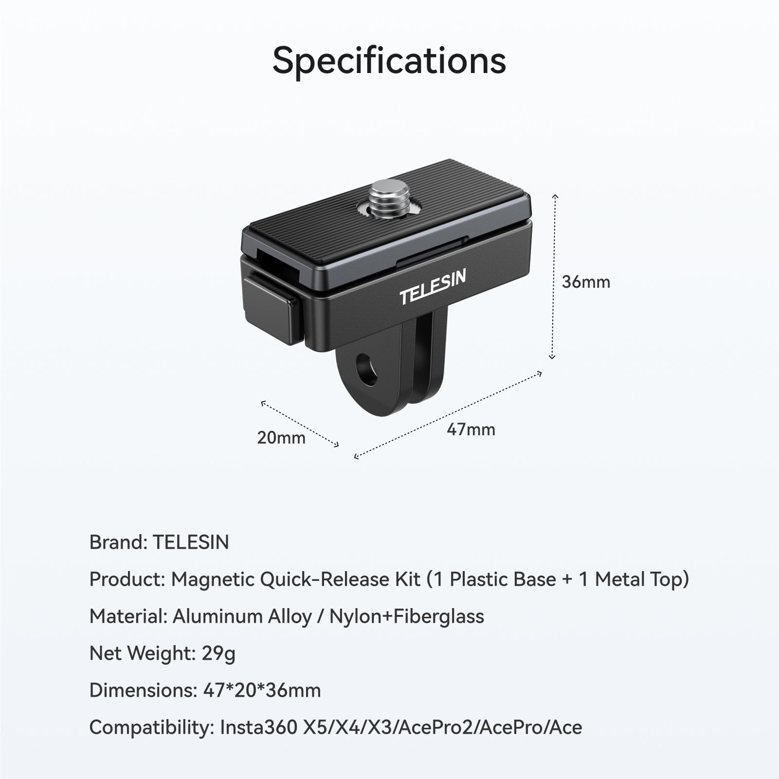Insta360 ace pro 2 Uyumlu Manyetik Hızlı Çıkarma Montaj Seti