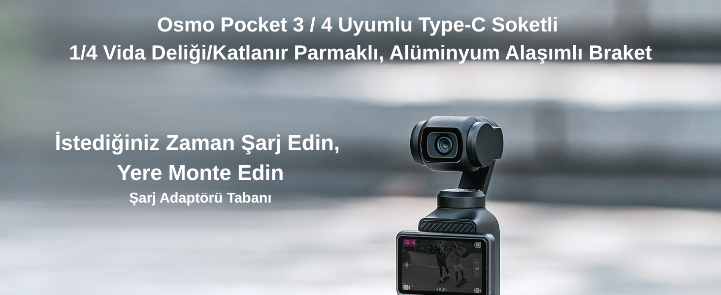 K&F Concept Osmo Pocket 34 için Type-C Şarj Soketli Genişleme Braketi