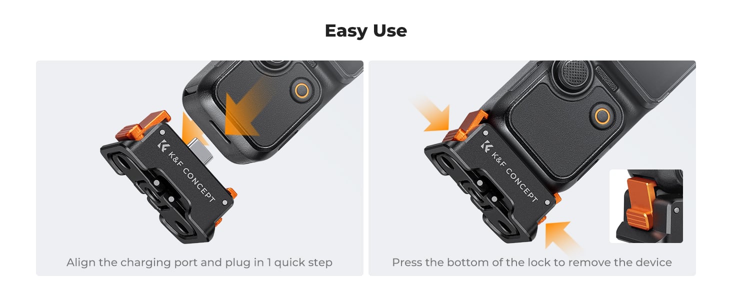 K&F Concept Osmo Pocket 34 için Type-C Şarj Soketli Genişleme Braketi