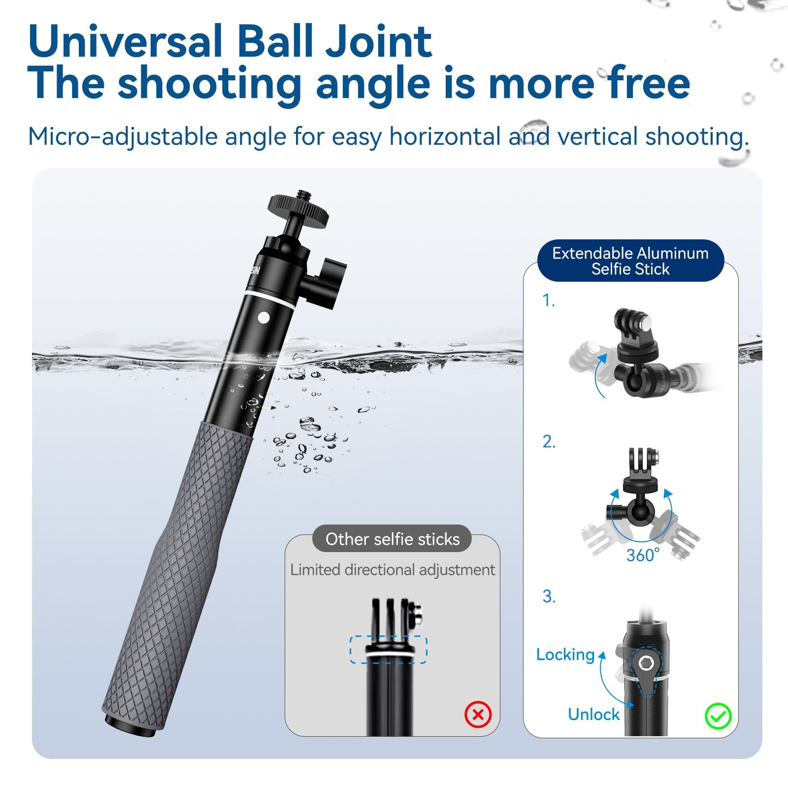 TELESIN Alüminyum Selfie Stick (65cm)