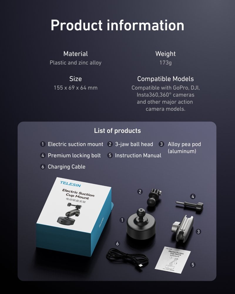 TELESIN Elektrikli Vakumlu Vantuz