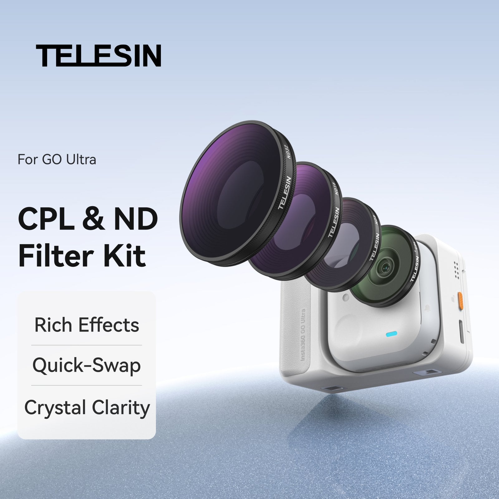 TELESIN Insta360 Go Ultra ND Filtre Seti (CPL+ND8-16-32)