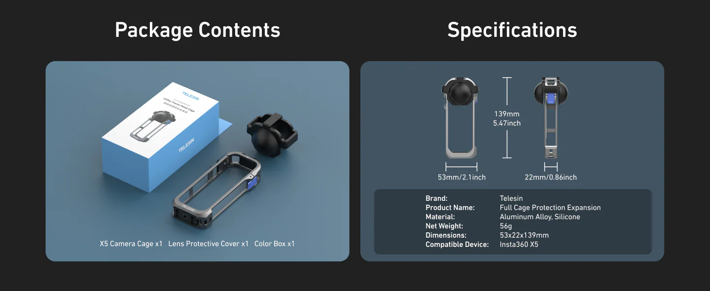 TELESIN Insta360 X5 Utility Metal Çerçeve
