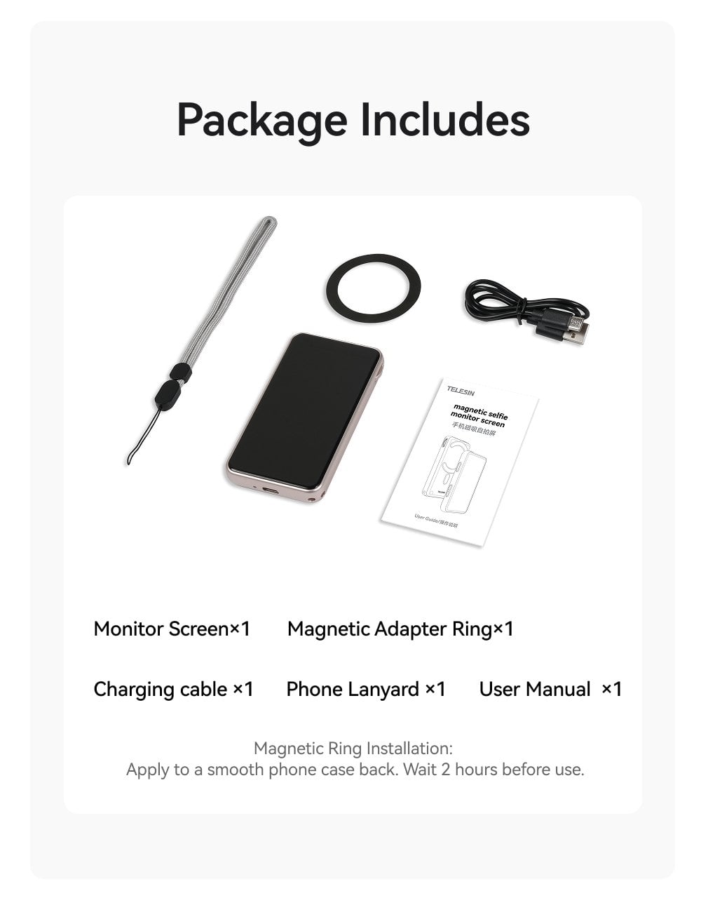 TELESIN MagSafe Selfie Ekranı - kutu içeriği