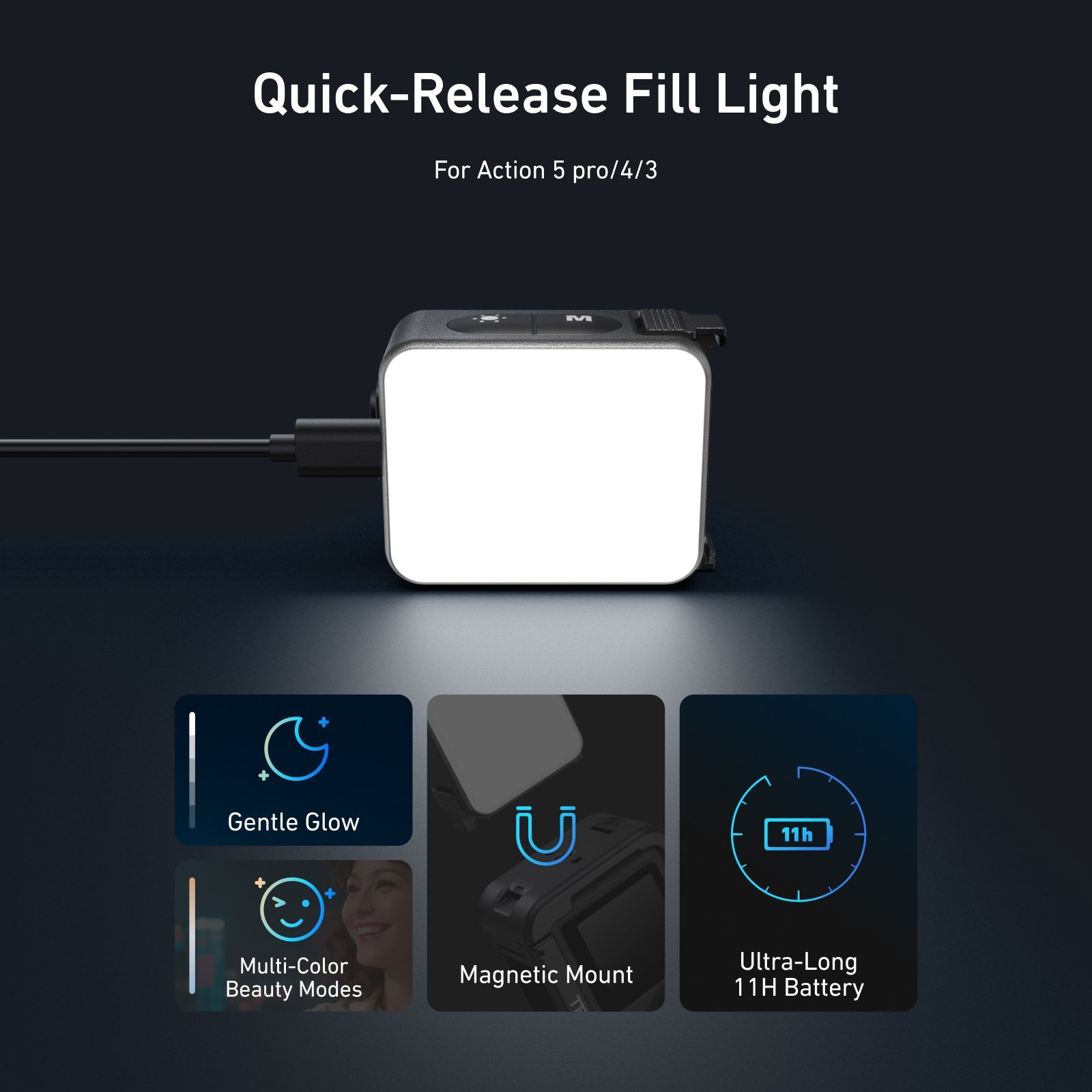 TELESIN Osmo Action 3-4-5 Pro Fill Light 