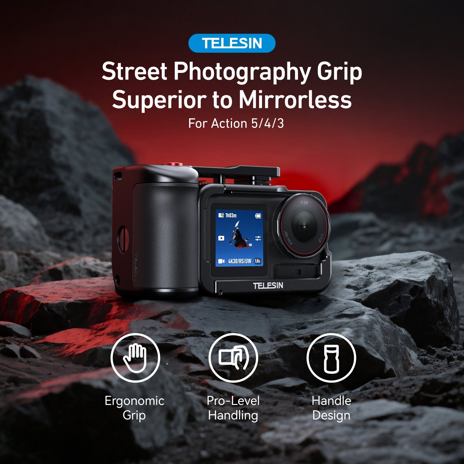TELESIN Osmo Action 5 Pro StreetGrip Kit