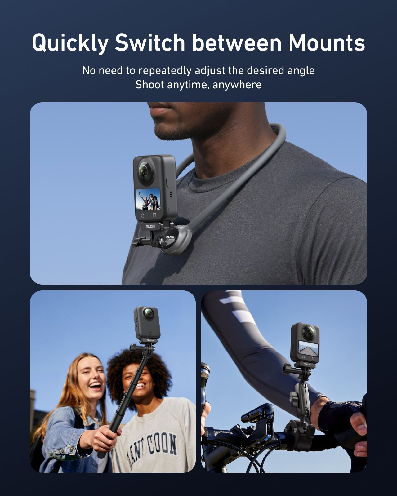 TELESIN Osmo Action 5 pro Mantyetik Adaptör