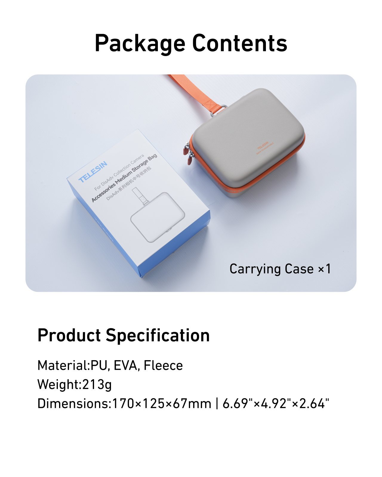 TELESIN Osmo Action 6 için Taşıma Çantası-grey