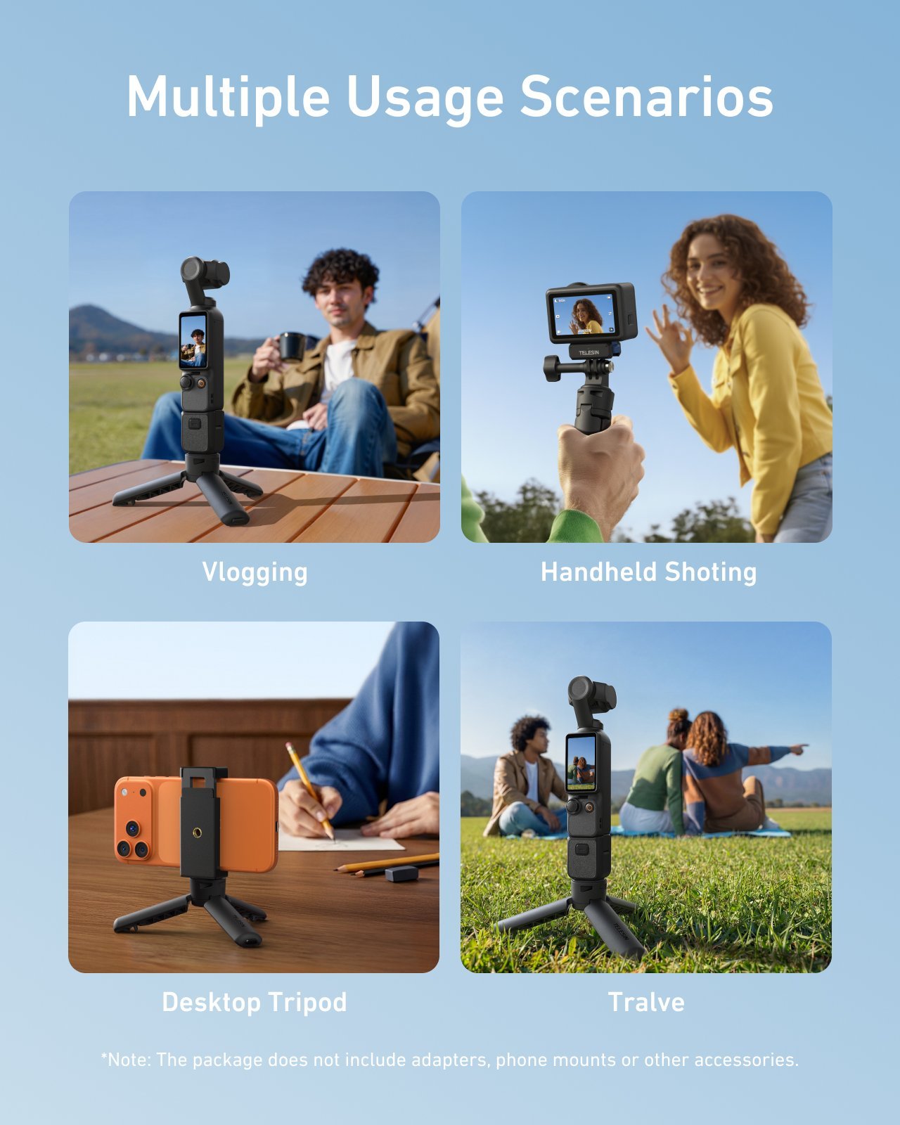 TELESIN Portable Mini Tripod & Grip (2in1)