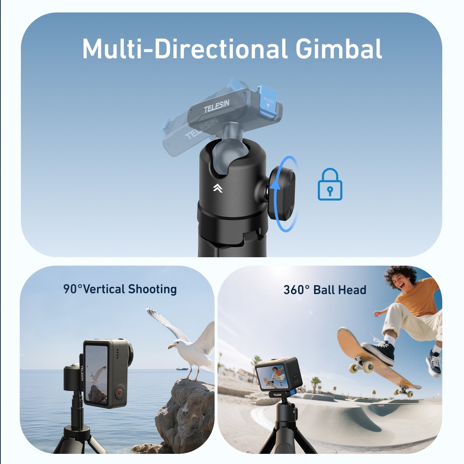 TELESIN Quick-Release Selfie Stick for DJl Action