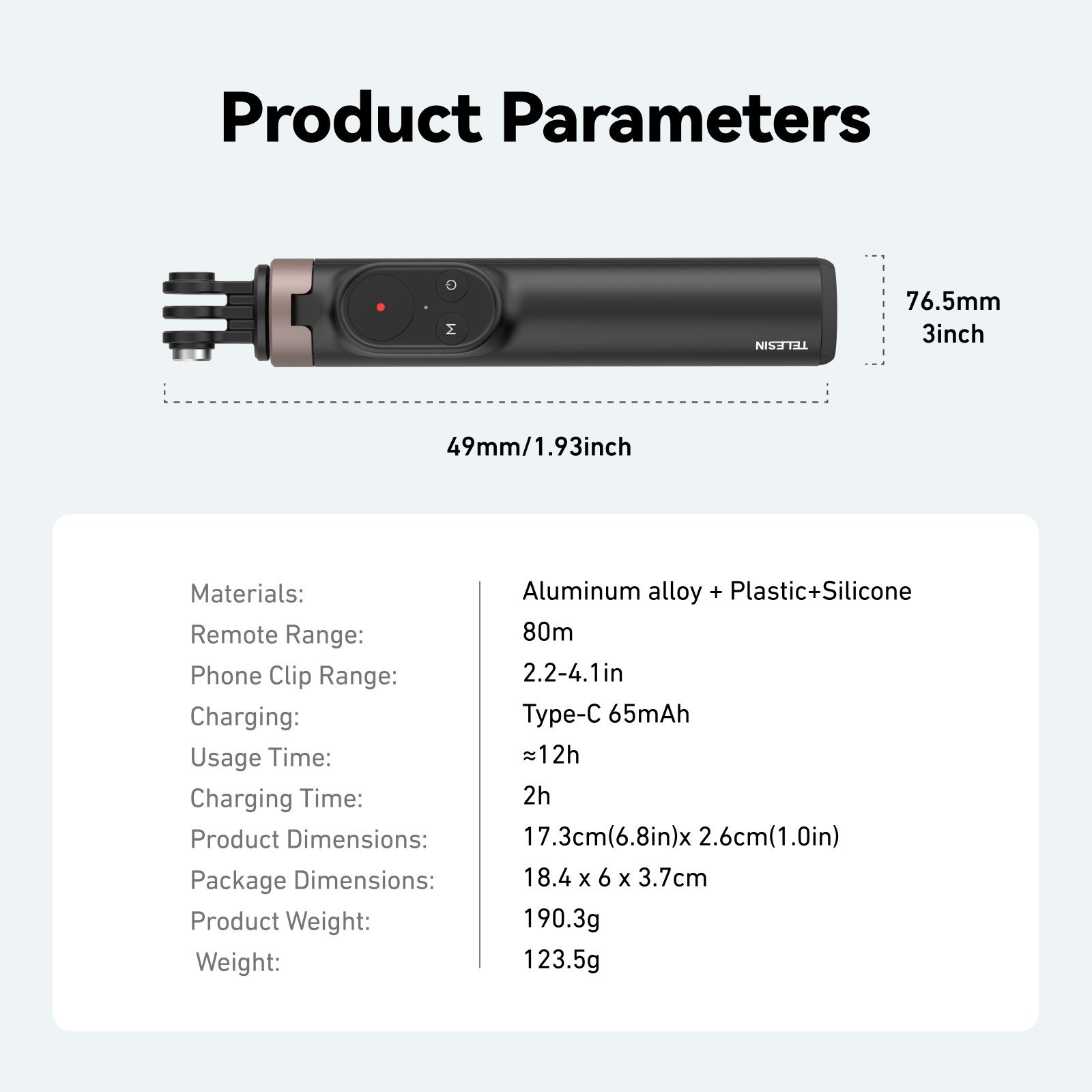 TELESIN Vlog Remote Selfie Stick for DJI 