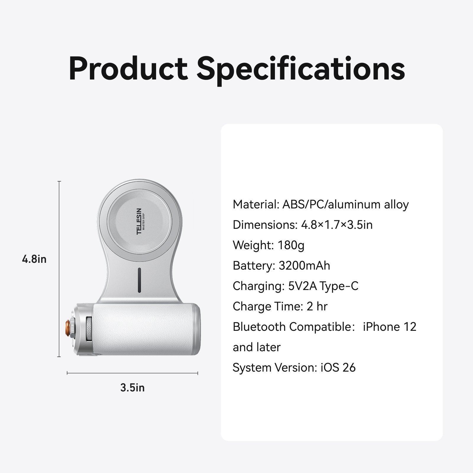 TELESIN iPhone 17 Pro için Magsafe Pro Shot Grip
