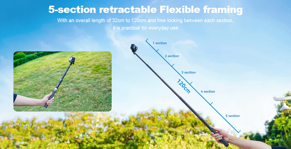 Telesin 1.2m Carbon Fiber Selfie Stick (15)