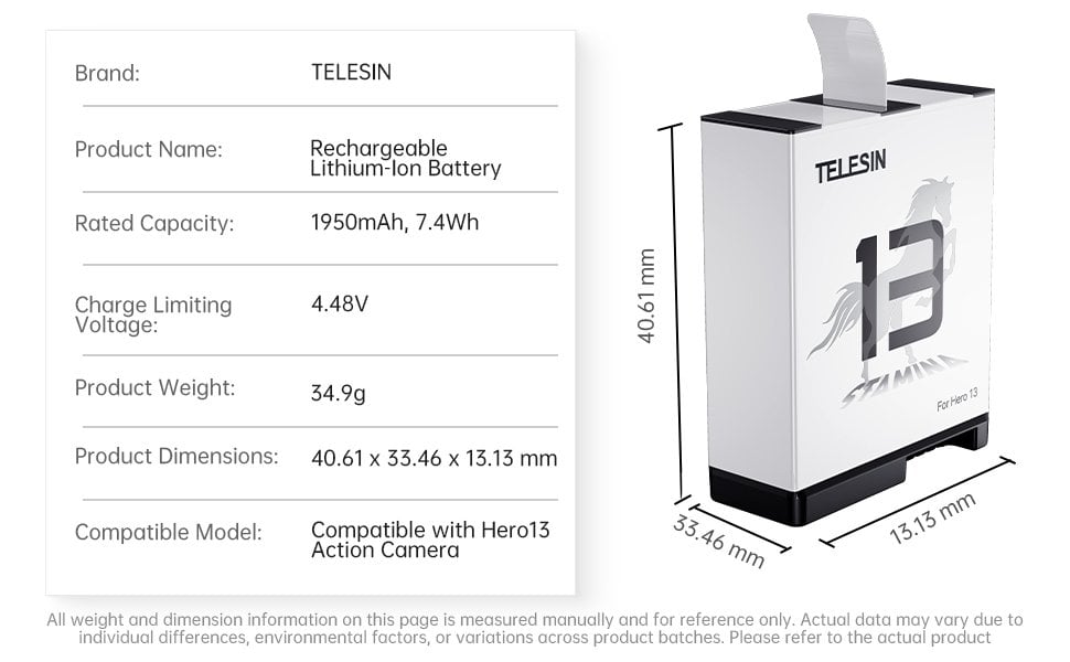 Telesin GoPro HERO13 Stamina Battery