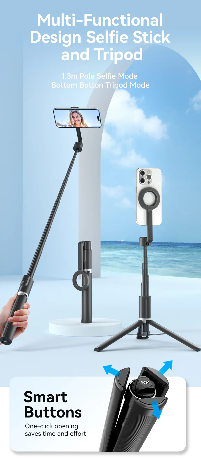 Telesin Magsafe Özellikli Selfie Stick (136.5cm) - 6