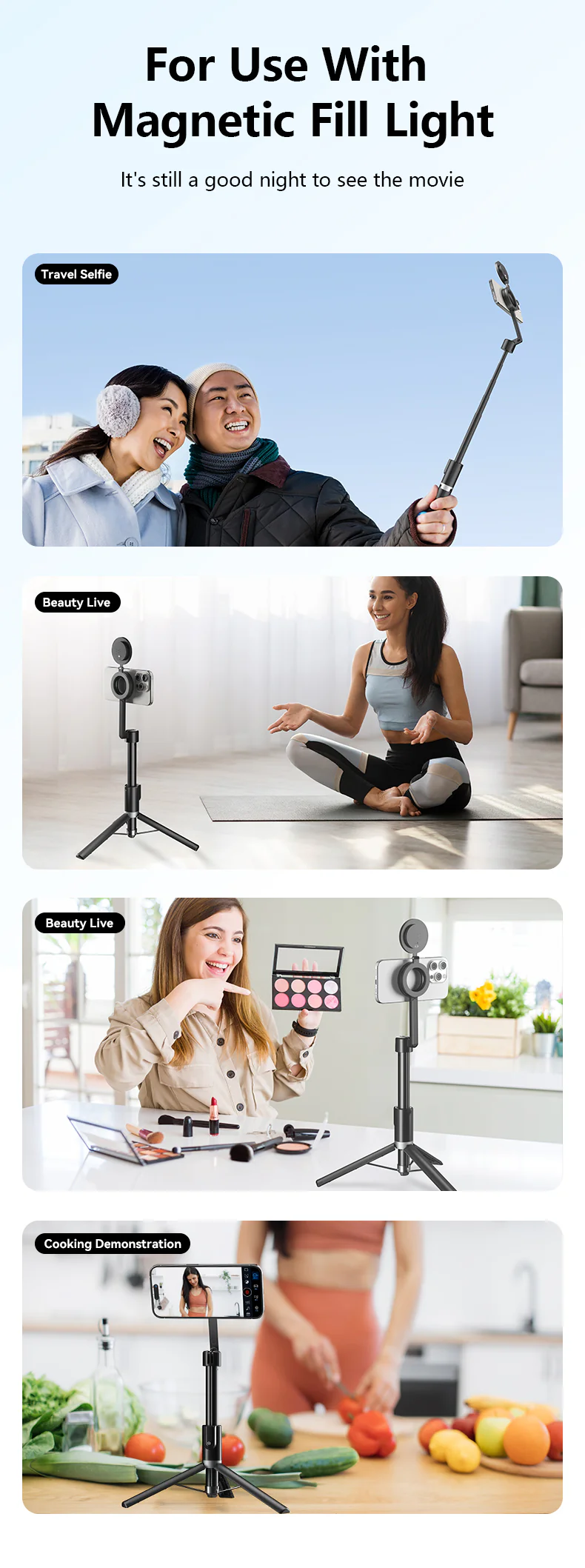 Telesin Magsafe Özellikli Selfie Stick (136.5cm) 