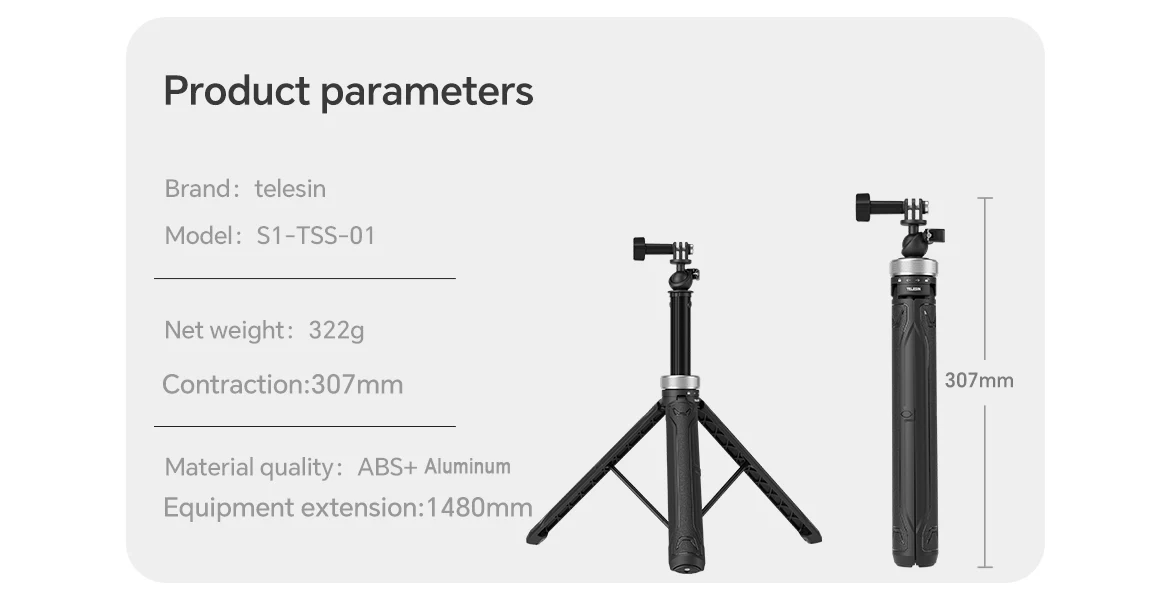 Telesin Tripod Selfie Çubuğu (1.5M)-6