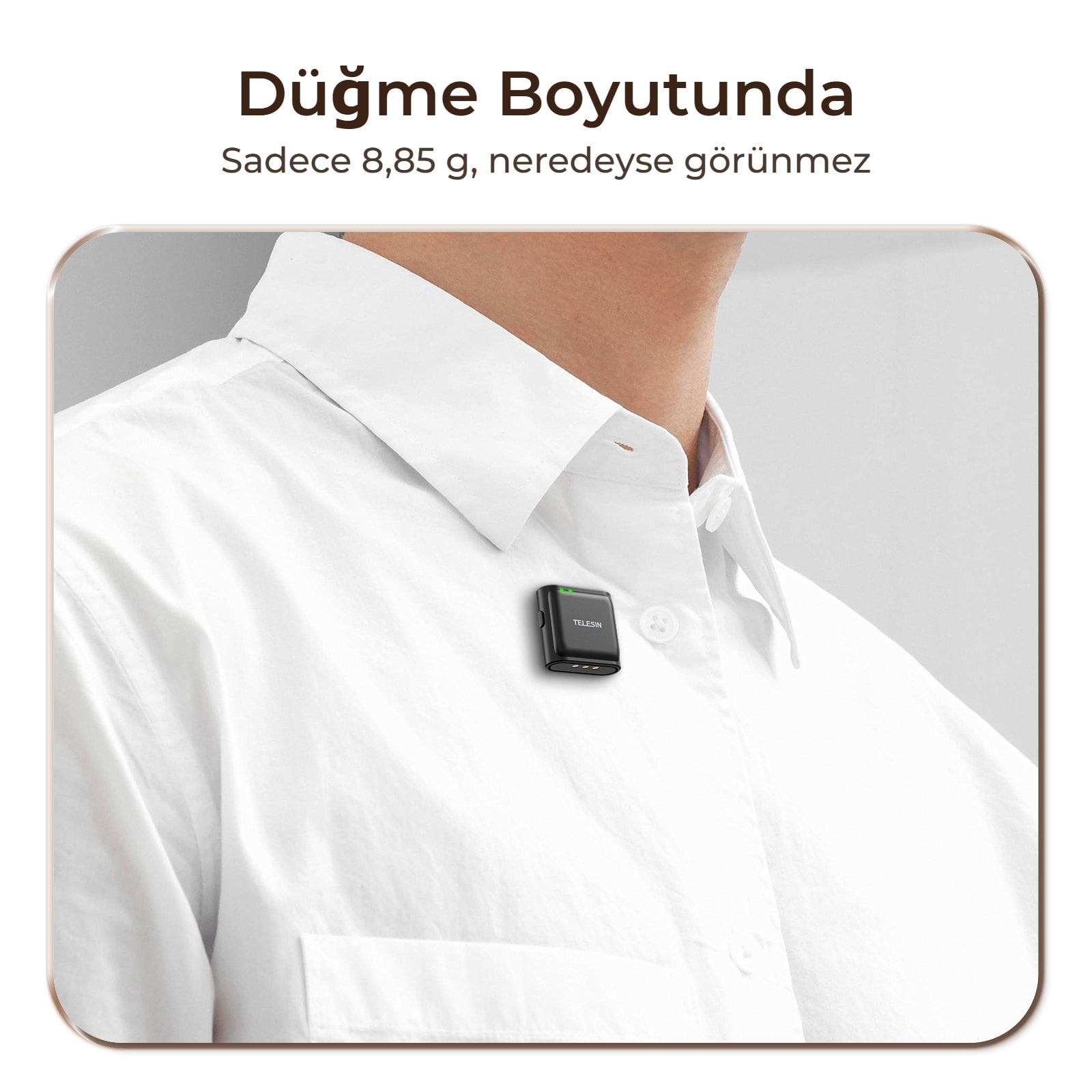 Type-C kablosuz mikrofon yakada düğme boyutunda