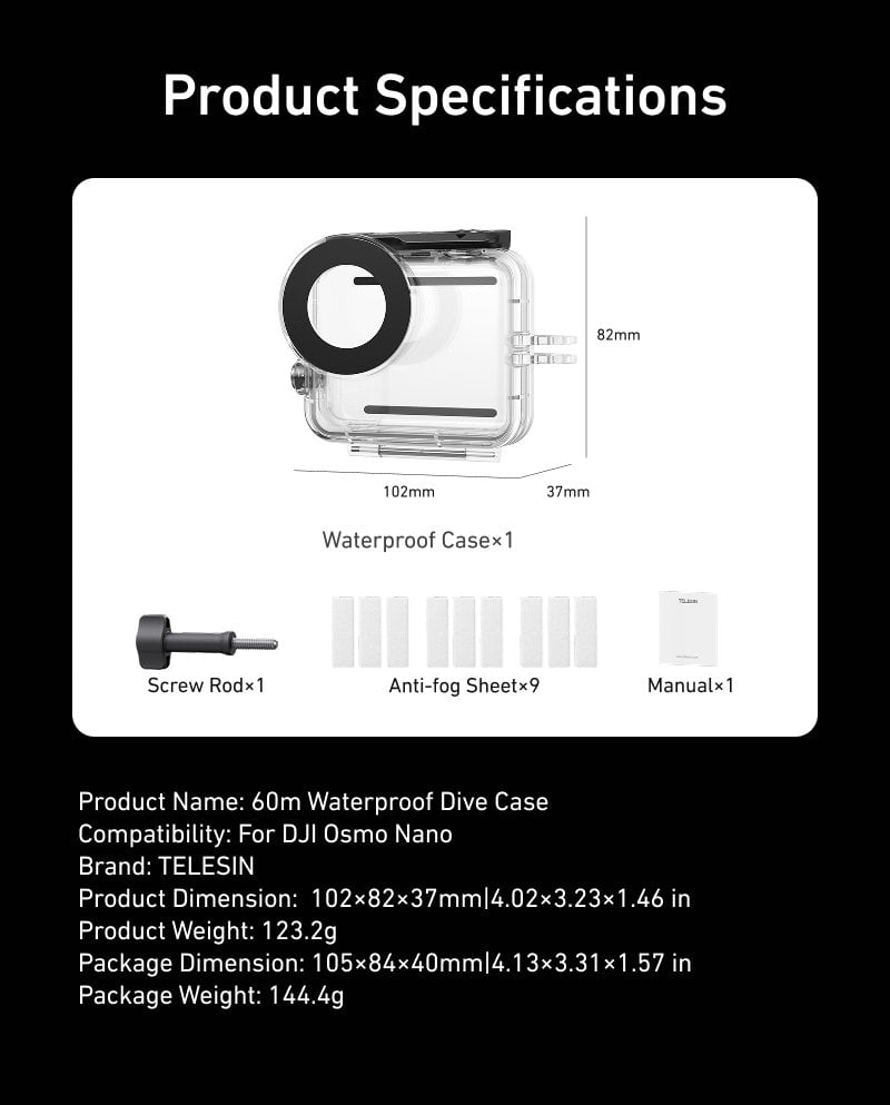 telesin Osmo Nano Waterproof Dive Case