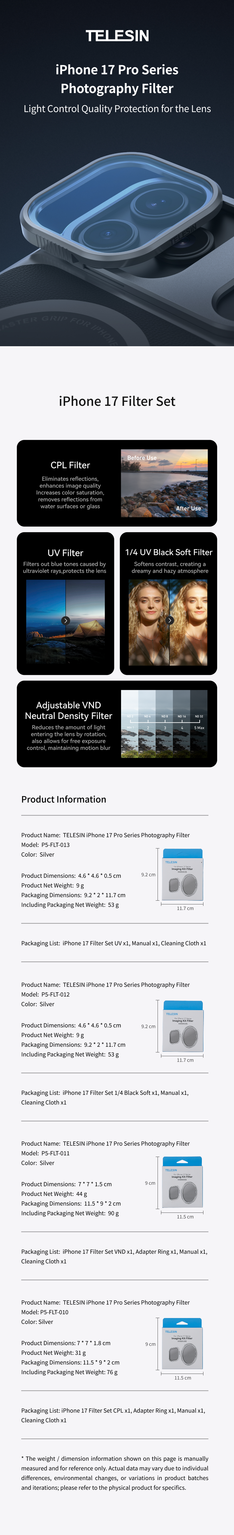 telesin master grip filtre seti